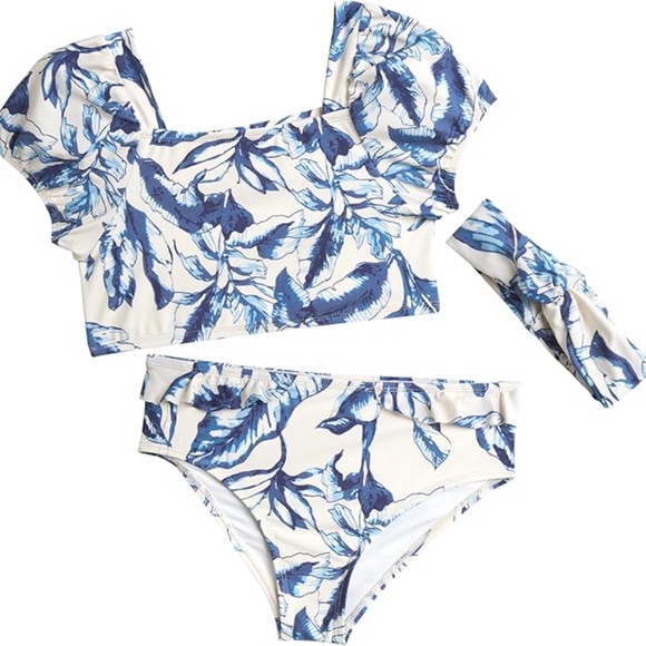 Jessica Simpson 3-Piece Bathing Suit Set (Bikini + Matching Headband) GirlSize 5 - Picture 1 of 13